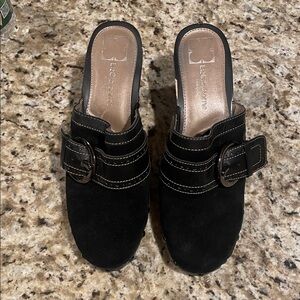 Liz Claiborne Black Mules with Buckle